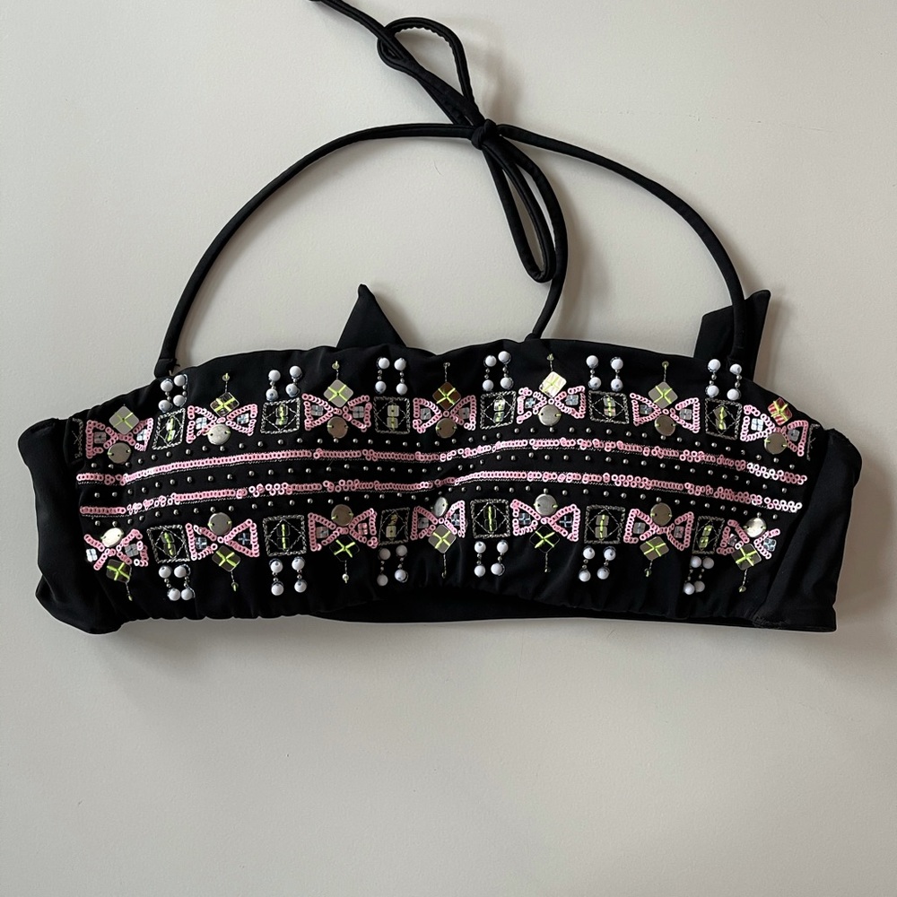 Black Sequin Swim Top